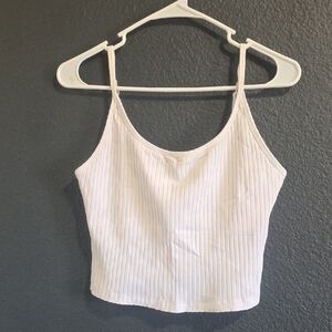 💜Old Navy White Ribbed Spaghetti Strap Crop Top